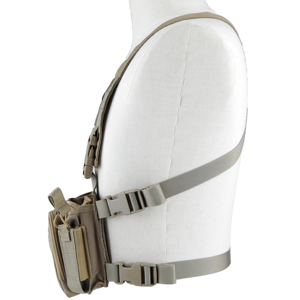 Chaleco táctico, aparejo de pecho Modular, arnés en H con bolsa para cargador, walkie-talkie, portador de placa, accesorios de caza y Paintball - imagen 5