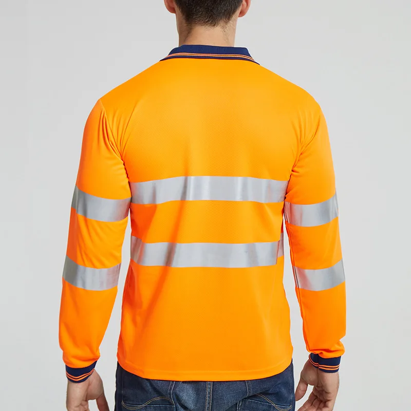 Camiseta reflectante de manga larga, equipo de seguridad de alta visibilidad, Protector al aire libre, Tops seguros, camisas de seguridad de construcción, Polo - imagen 4