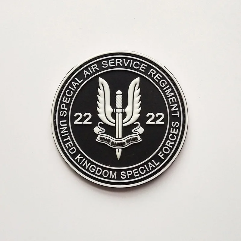 Parches de mochila con banda para el brazo, pegatinas de tela de goma militares tácticas del ejército luminoso 3D de PVC, Grupo Aéreo especial SAS de Inglaterra 22