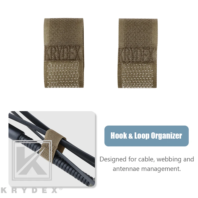 KRYDEX-organizador de casillero con correa de gestión de cables con gancho y bucle, para portador de placa, chaleco, mochila, aparejo de pecho, antena de correas de Cable, 2 uds. - imagen 5