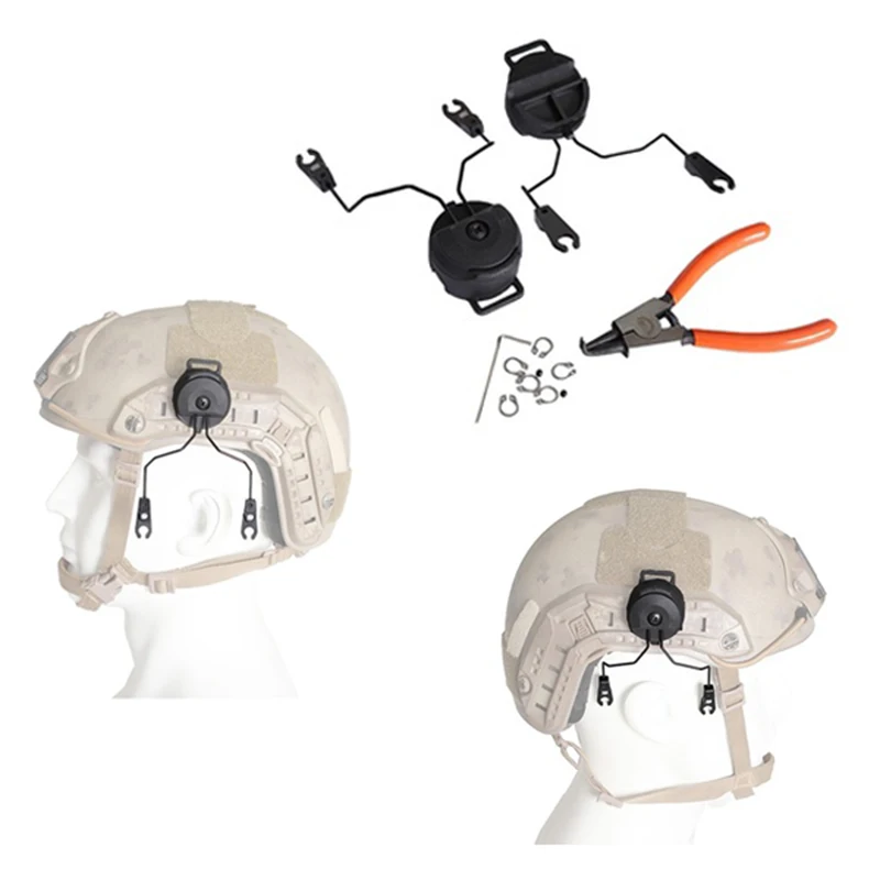 Soporte para auriculares Airsoft, adaptador de riel para casco, accesorios para auriculares Comtac, color negro y arena - imagen 2