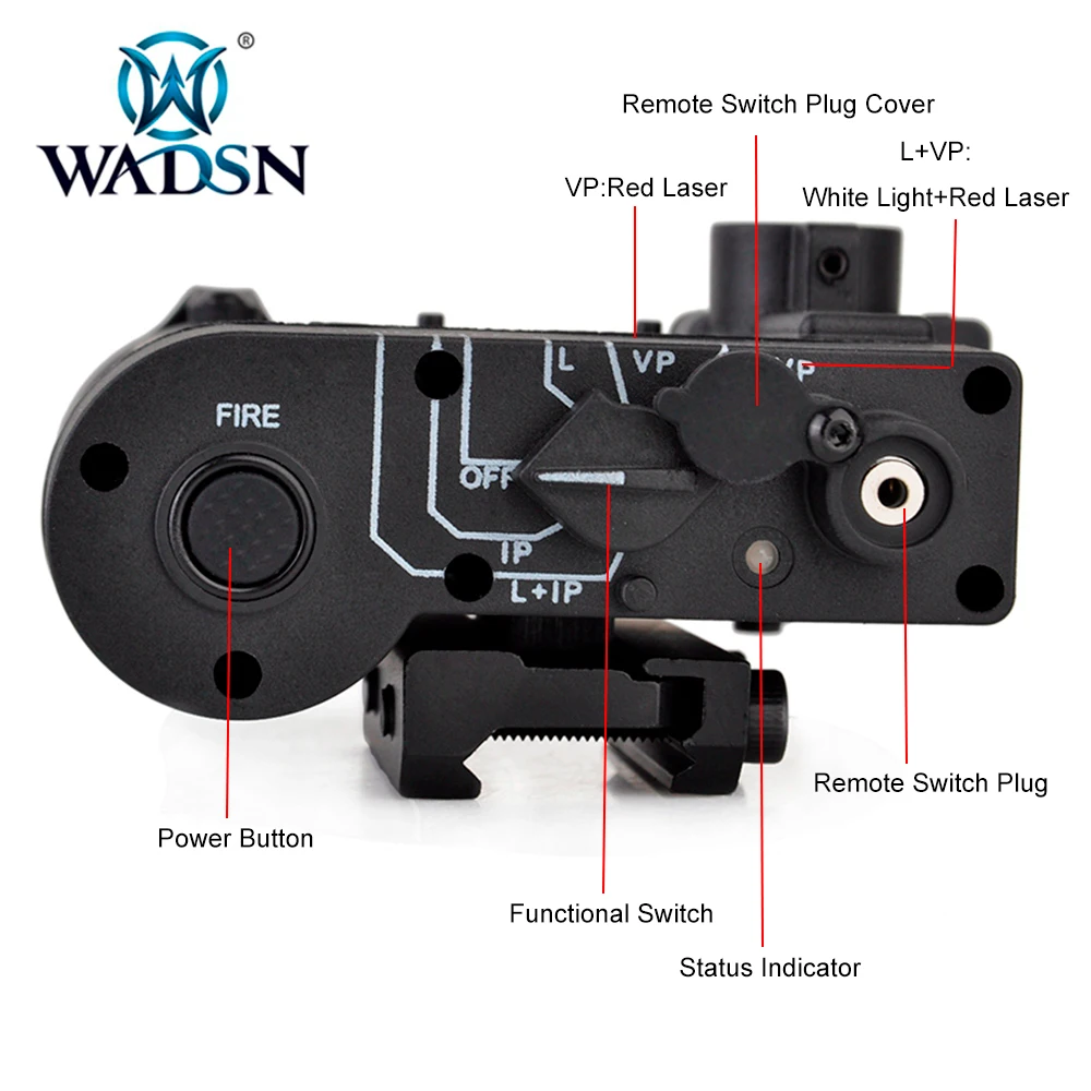 WADSN-puntero láser DBAL-D2, punto rojo, luz blanca, IR, multifunción, DBAL, MKII, táctico, Airsoft, luces para armas - imagen 5