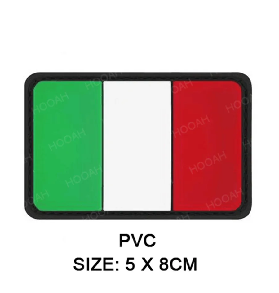 Parche bordado de la bandera de Italia, emblema táctico, apliques, insignias bordadas de goma de PVC italiano de Italia - imagen 5