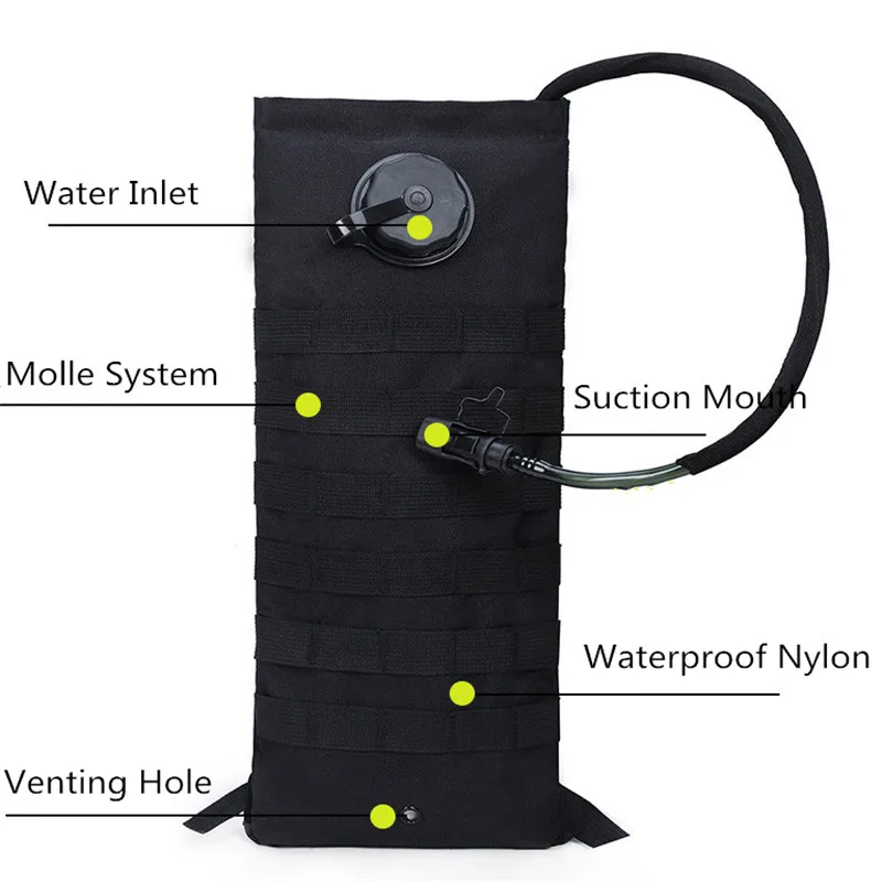 MOLLE Bolsa de hidratación táctica para deportes y senderismo