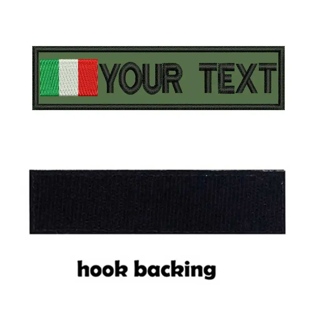 Etiquetas de nombres de la bandera de Italia personalizadas Parche militar bordado hierro en respaldo Soporte de gancho - imagen 3