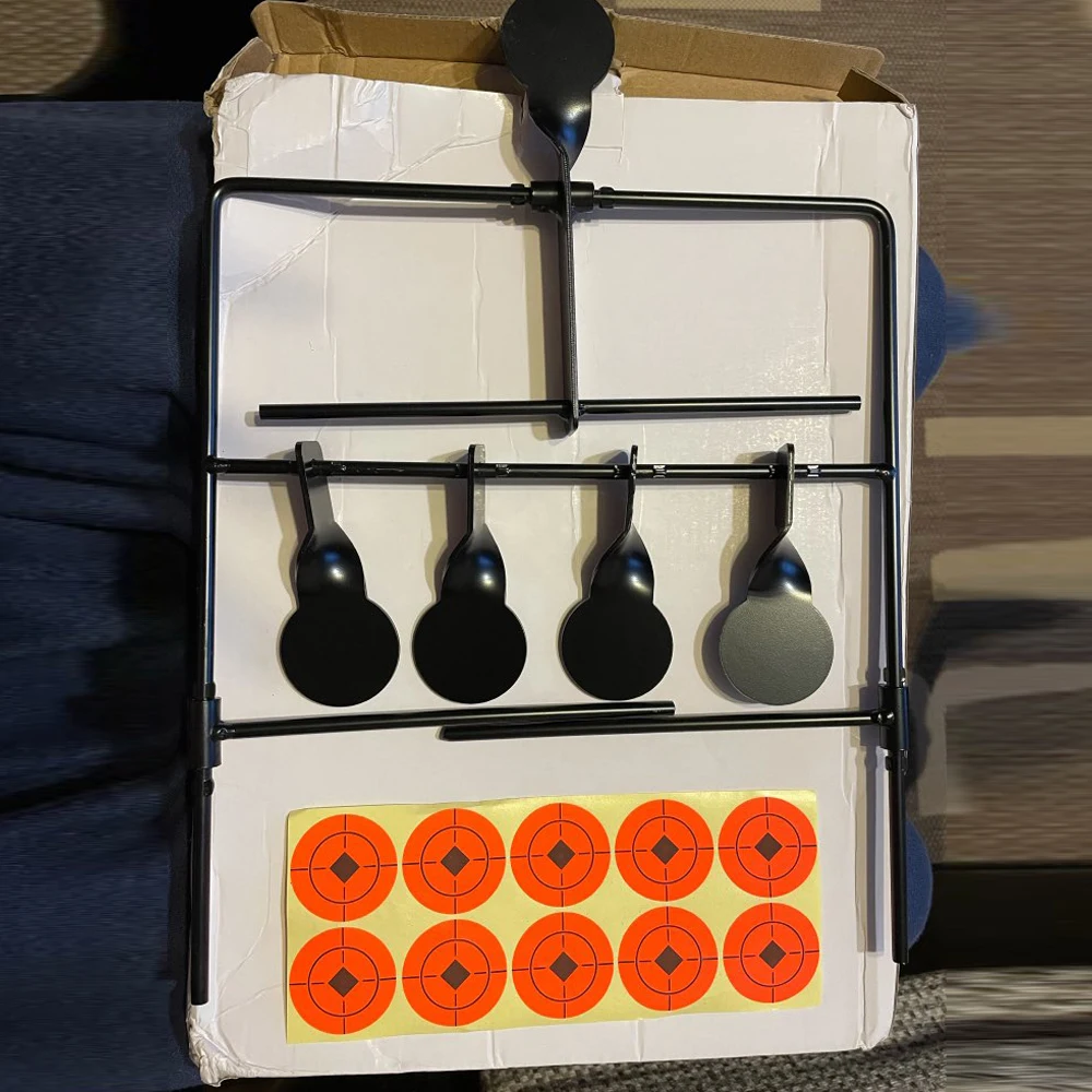 Juego de 5 plataformas para Rifle de pistola giratoria de reinicio automático, objetivo de tiro de Metal para entrenamiento de calibre 177 o 22 - imagen 3
