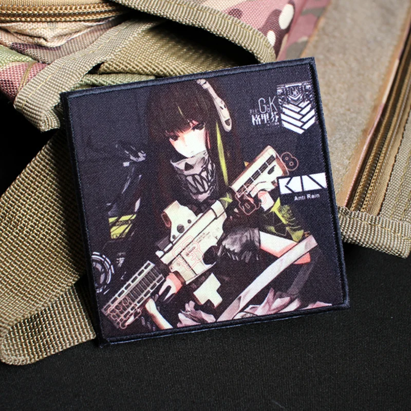 Parche táctico para niña con pistola bidimensional de primera línea, insignias para brazalete con estampado exquisito para decoración de ropa y mochila - imagen 4