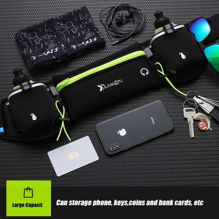 Riñonera deportiva para hombre/mujer, riñonera para correr, maratón, botella de agua para teléfono, riñonera deportiva, cinturón para correr con dos bolsillos - imagen 5