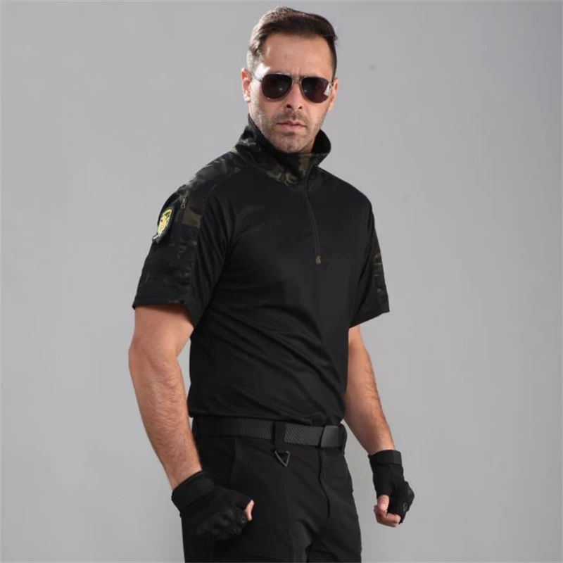 Uniforme militar de manga corta para hombre, camisa táctica de camuflaje, camisetas casuales de combate de secado rápido, camisetas del ejército para hombre, Tops de caza y senderismo - imagen 2
