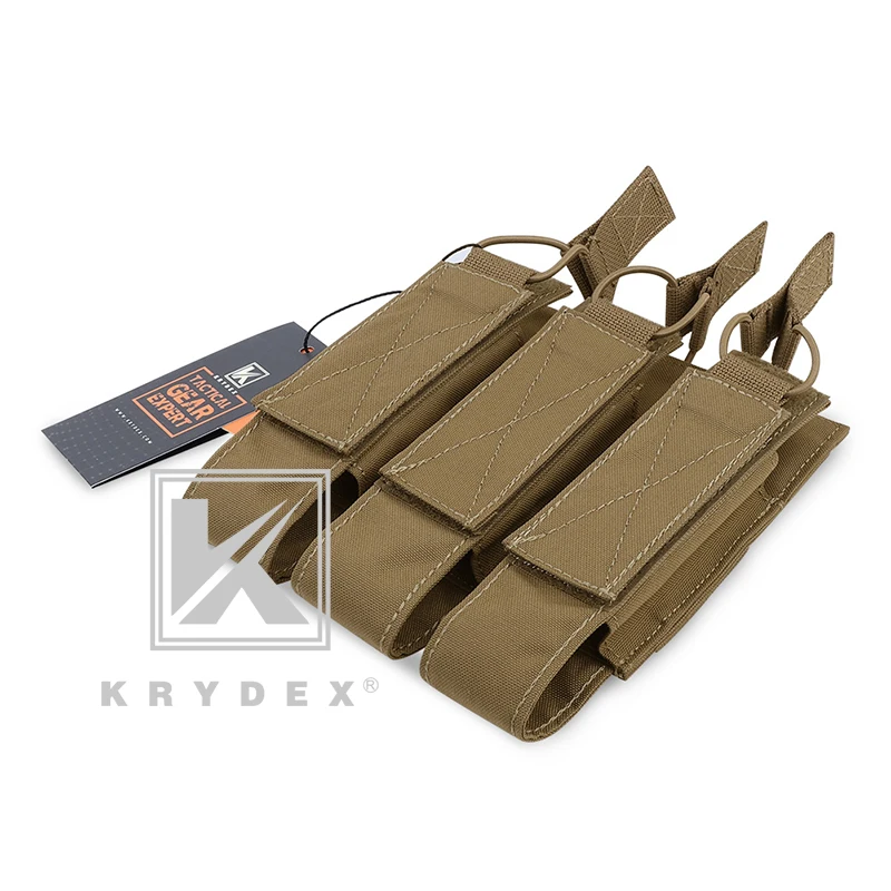 KRYDEX MP5 MP7 KRISS Triple bolsa para revistas táctica Modular MOLLE Triple parte superior abierta SMG Mag bolsa portadora para equipo de caza Airsoft - imagen 5