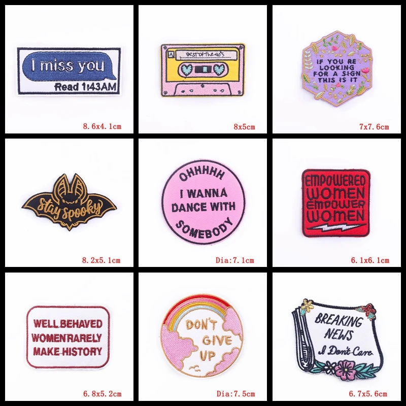 Prajna-insignias de letras de dibujos animados para ropa, parches bordados para planchar, apliques de letras de flores, pegatinas para ropa, 10 piezas - imagen 4