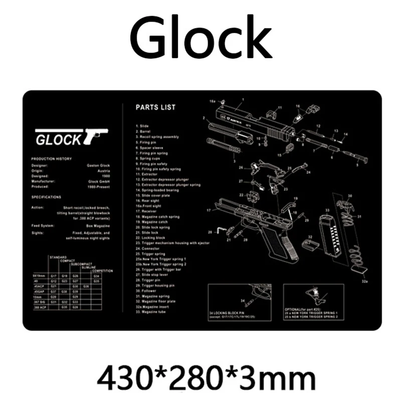 Alfombrilla de limpieza para pistola, alfombrilla de ratón para pistola, escopeta, limpieza de Rifle AR-15 Remington M870 G17 92 USP XD AK 47 - imagen 2