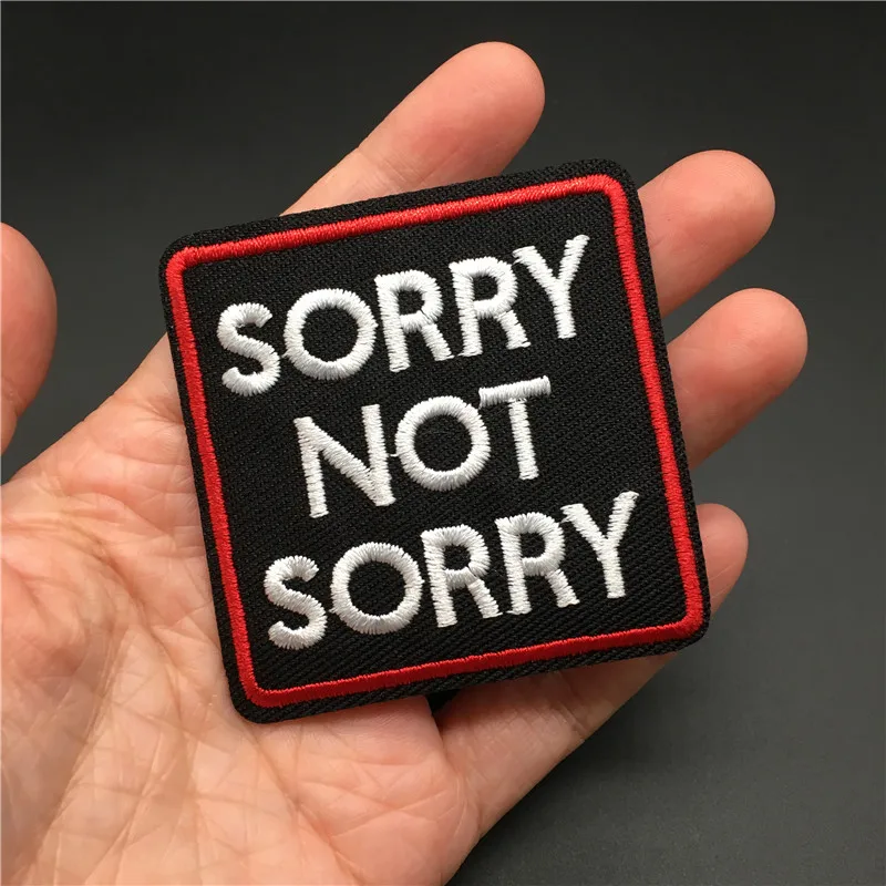 Lo siento no lo siento, parche de hierro DIY en la ropa, insignia, pegatinas de costura, apliques de decoración, rayas bordadas para ropa - imagen 3