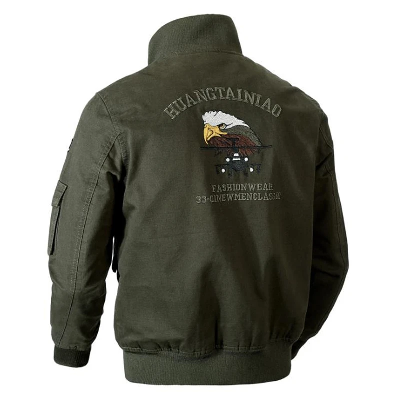 Chaqueta Bomber con cuello levantado para hombre, abrigo bordado con cremallera, militar, táctico del ejército, chaqueta de piloto de vuelo, talla M-6XL - imagen 4