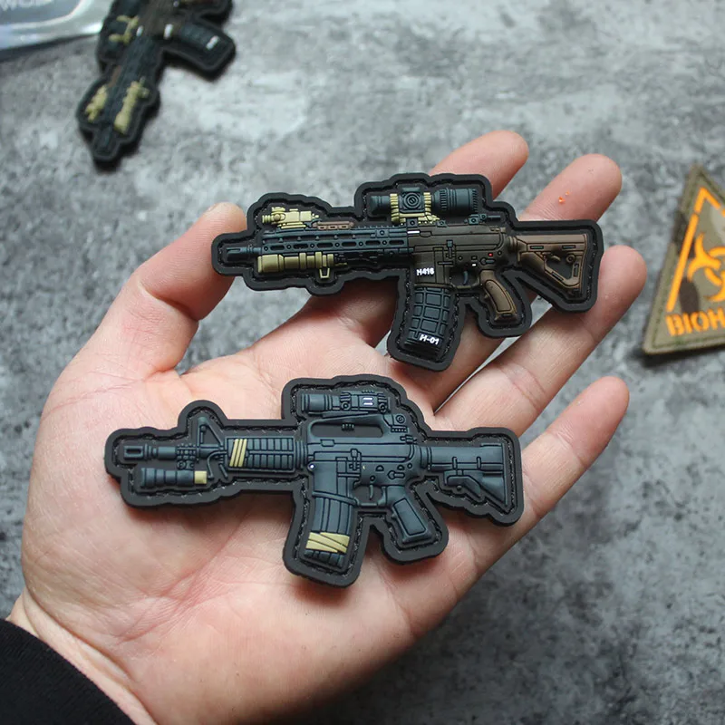 Parche de silicona de PVC 3D armado versión Q CLOT 727 paquete táctico HK416 insignias de brazalete para decoración de mochila de ropa - imagen 2