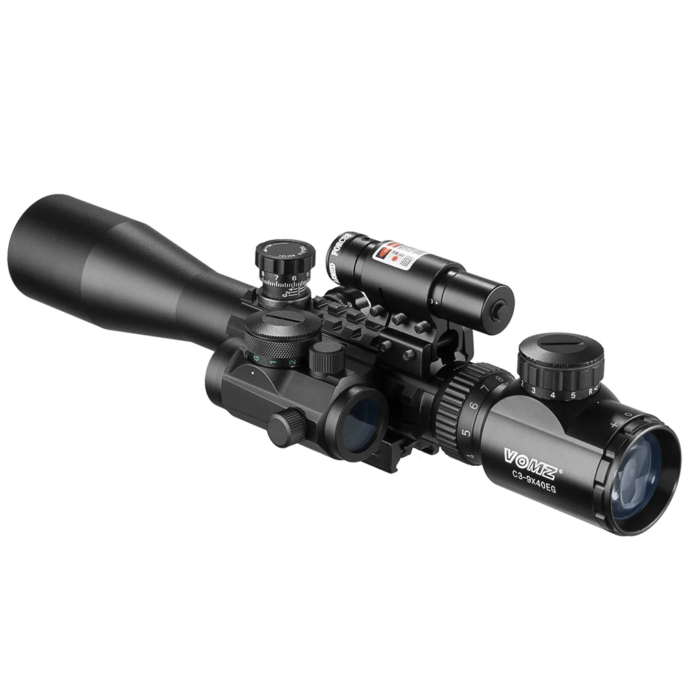 Óptica de caza Airsoft 3-9X40, mira telescópica láser roja iluminada con punto holográfico, Combo de arma, mira Chasse Caza - imagen 3