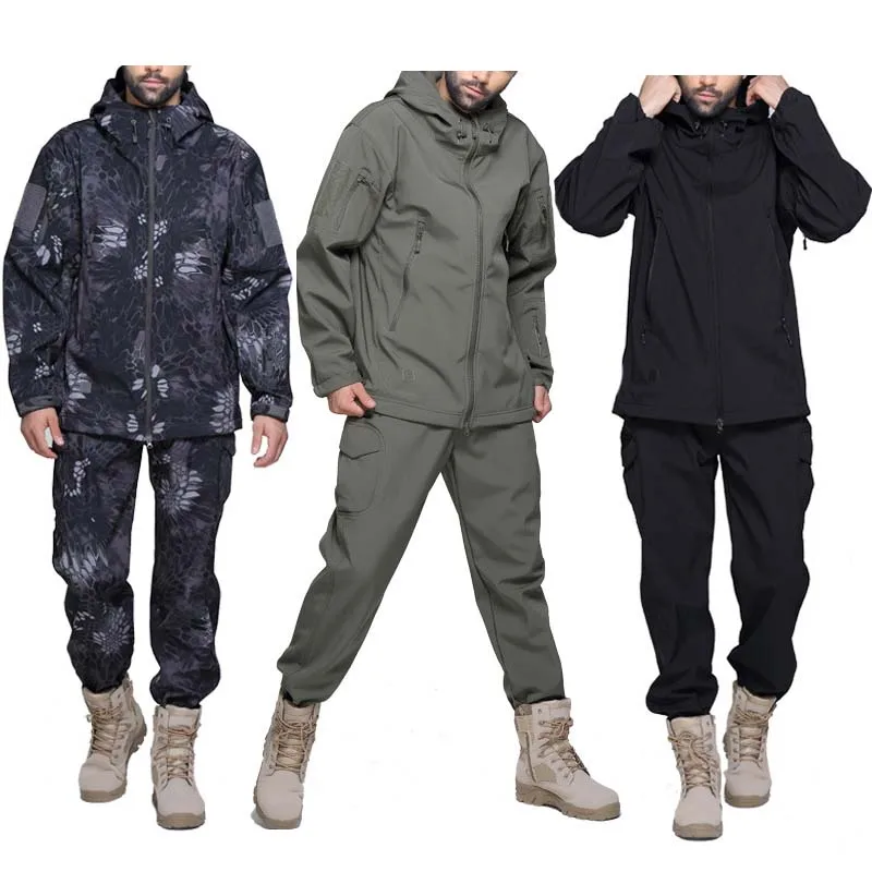 Chaqueta militar de piel de tiburón para hombre, cortavientos de lana con capucha, abrigo táctico de concha suave, conjunto de caza Unisex - imagen 5