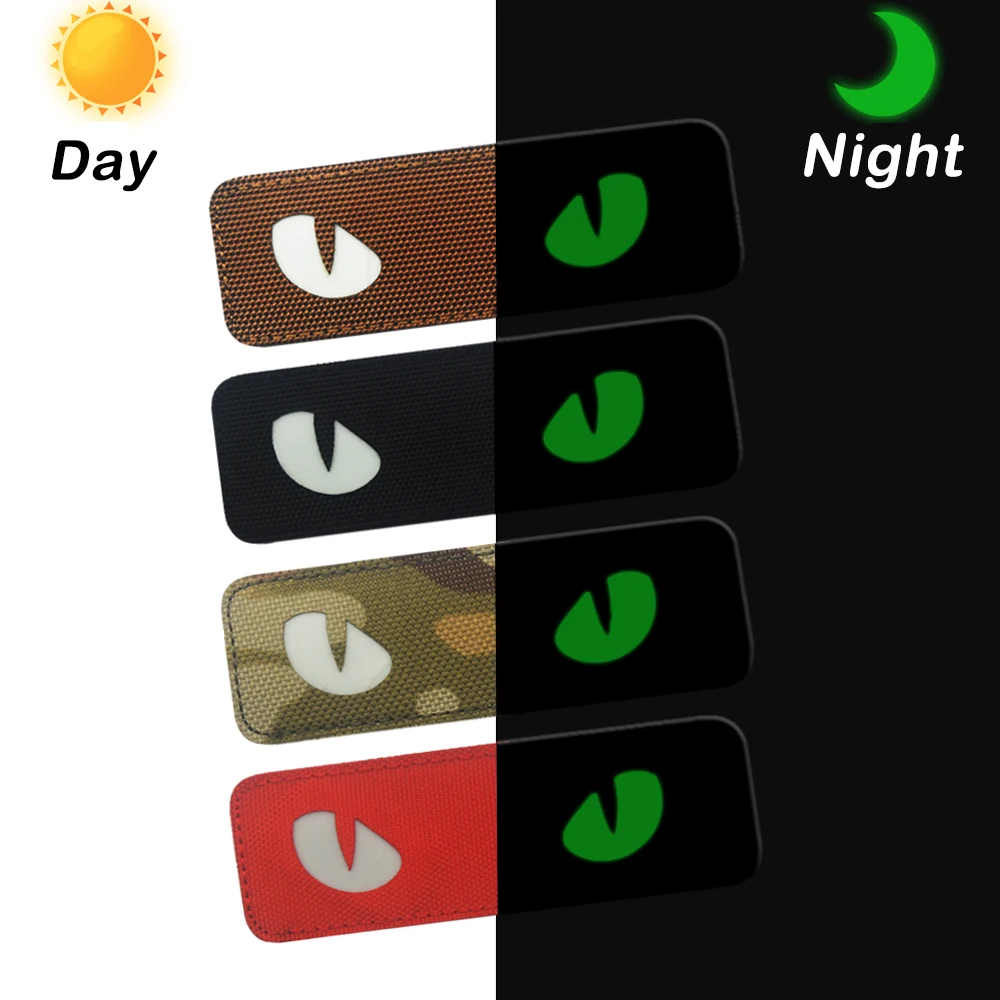 Parche táctico de ojos de gato, parche de insignia de etiqueta GITD que brilla en la oscuridad, bolsa de casco táctico, uniforme de chaqueta - imagen 5