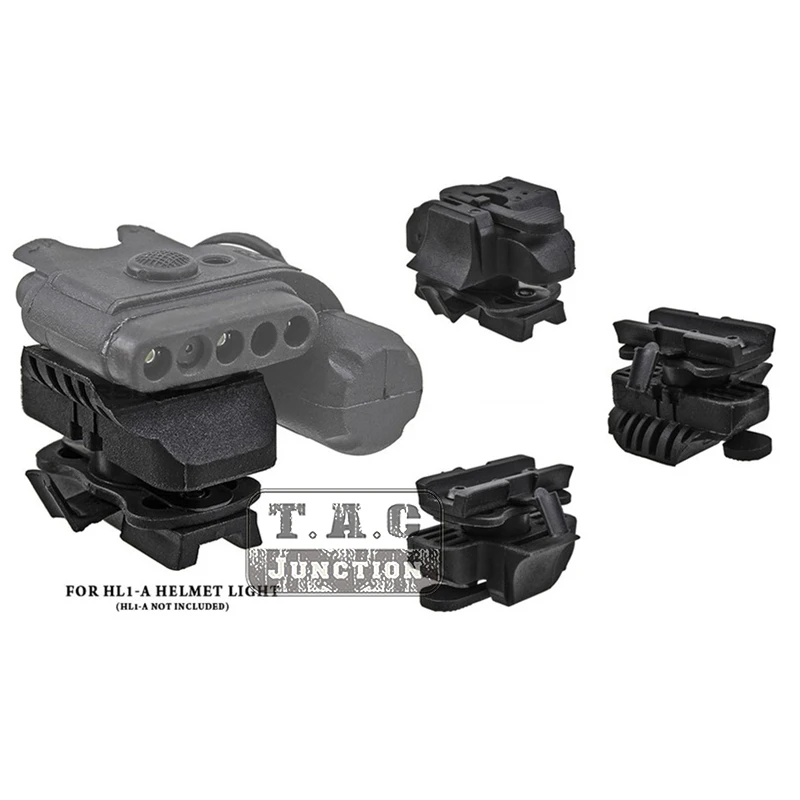 Adaptador de montaje de luz de casco táctico HL1, Riel de arco, soporte de pista dedicado rápido, multiángulo giratorio, negro - imagen 5