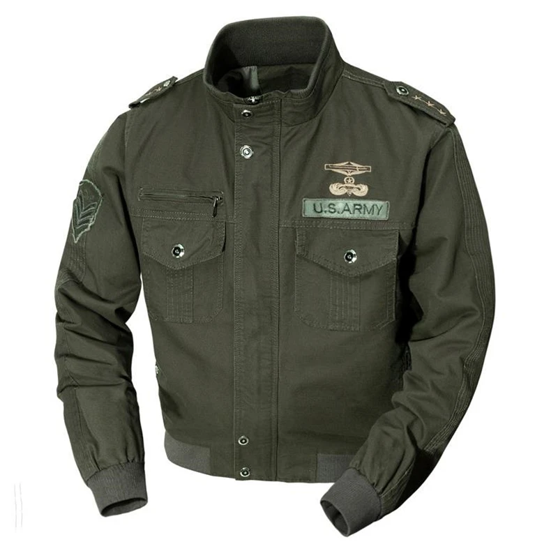 Chaqueta Bomber táctica para hombre, abrigo militar informal, chaqueta de lana con múltiples bolsillos, chaquetas de piloto, talla grande 6XL, Otoño e Invierno - imagen 2
