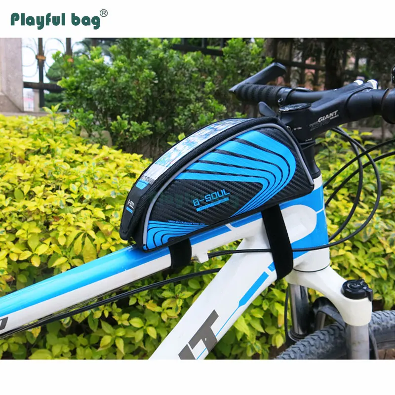 Bolsa juguetona para bicicleta de montaña, bolsa de tubo de haz de doble cara con pantalla táctil, bolsa para teléfono móvil, equipo para montar en bicicleta, accesorio para bicicleta BA05 - imagen 3