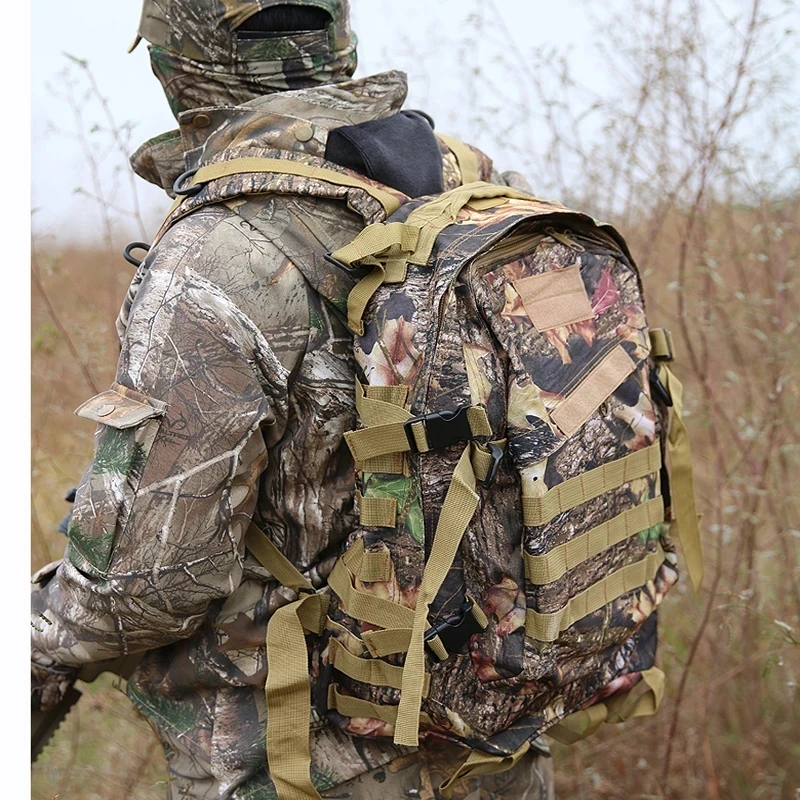 Mochila impermeable de camuflaje biónico para caza y pesca, bolso de hombro doble multifuncional, Oxford tela resistente al desgaste, 40L - imagen 5