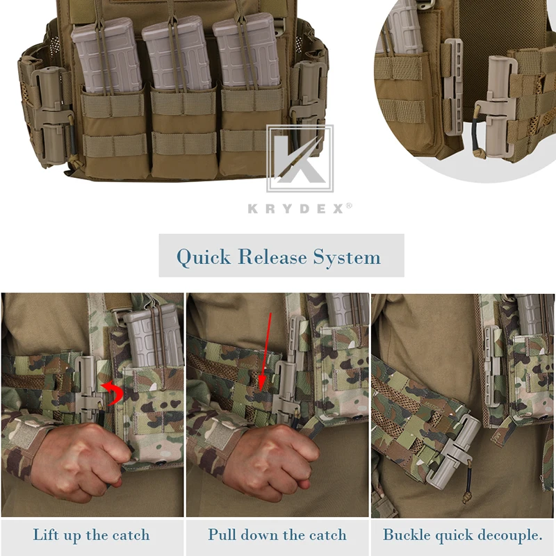 KRYDEX-juego de montaje MOLLE de liberación rápida para JPC CPC NCPC 6094, chaleco de armadura, Conector de hebilla de Extracción rápida táctica Universal, CB - imagen 5
