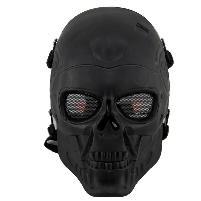 Máscara protectora de malla metálica para exteriores, mascarilla táctica de cara completa, Terminator T800, Airsoft, juego de guerra, Paintball, combate, Calavera, DC10 - imagen 3