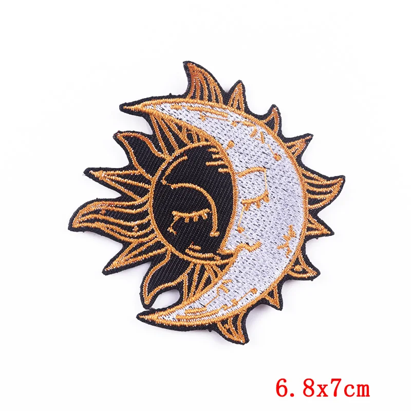 Parches bordados de sol y luna para ropa, insignias redondas de dibujos animados a rayas, 10 piezas, venta al por mayor - imagen 3
