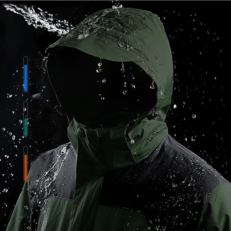 Abrigo con capucha para hombre, impermeable, transpirable, desmontable, de lana, senderismo, Camping, senderismo, escalada, esquí, chaqueta deportiva de invierno 3 en 1 - imagen 3