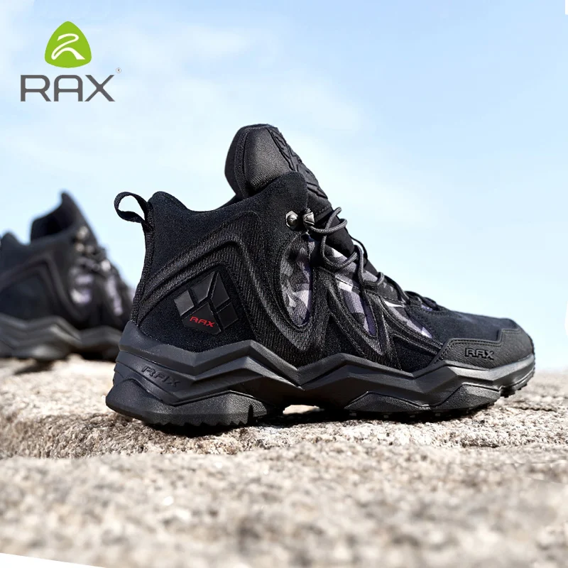 RAX, zapatos de senderismo para hombre, zapatillas impermeables de invierno para exteriores, botas de Trekking de piel de vaca para hombre, botas tácticas de montaña, zapatillas de caza para mujer