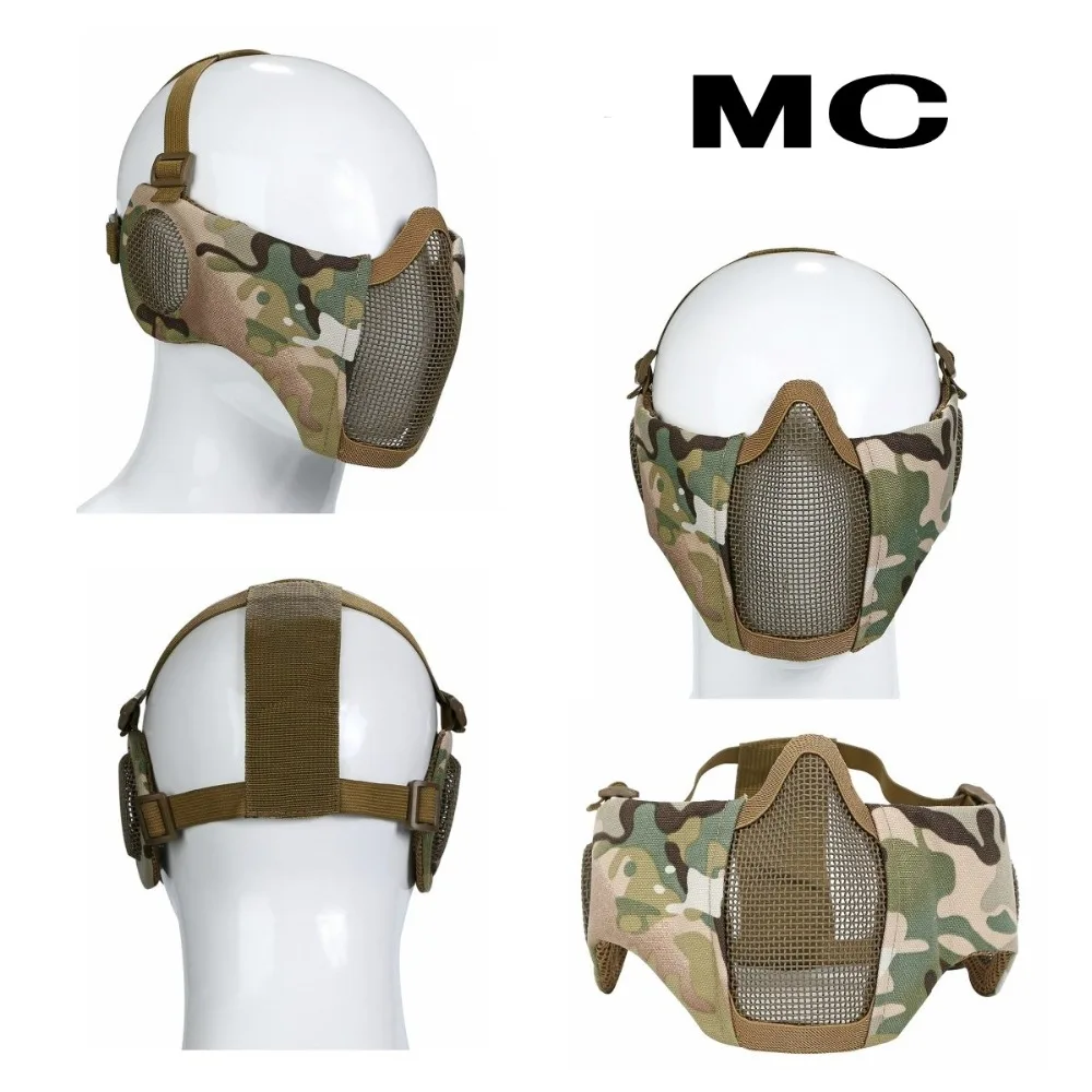 Mascarilla táctica plegable para Paintball, máscara de malla de acero, media cara inferior, CS Wargame, caza, Airsoft - imagen 5