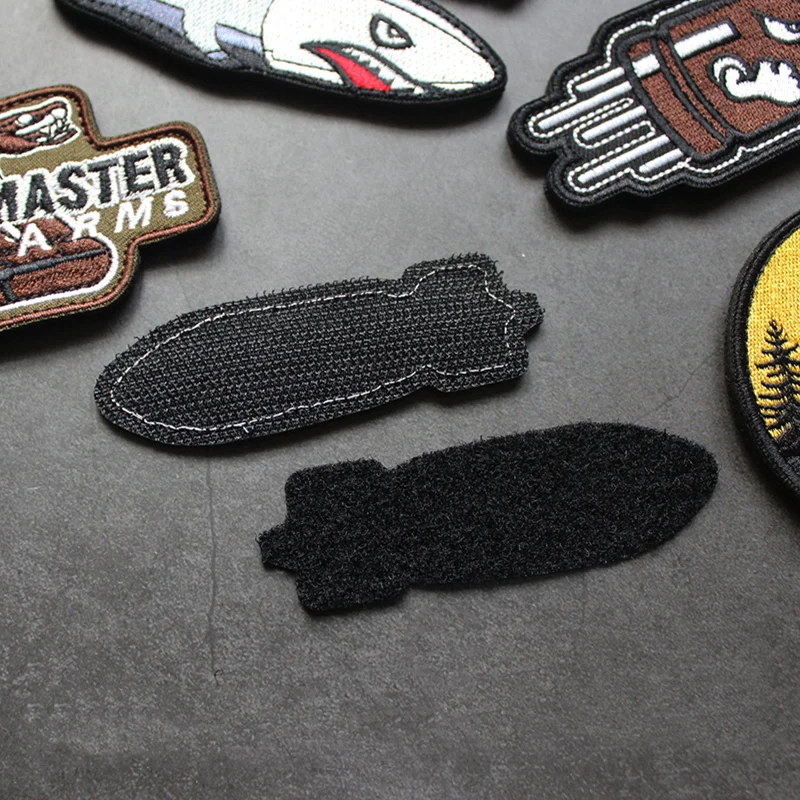 Parche bordado para ropa tiburón misil bala enojado tiburón bordado táctico dirigido tiro combate DIY apliques militares - imagen 2