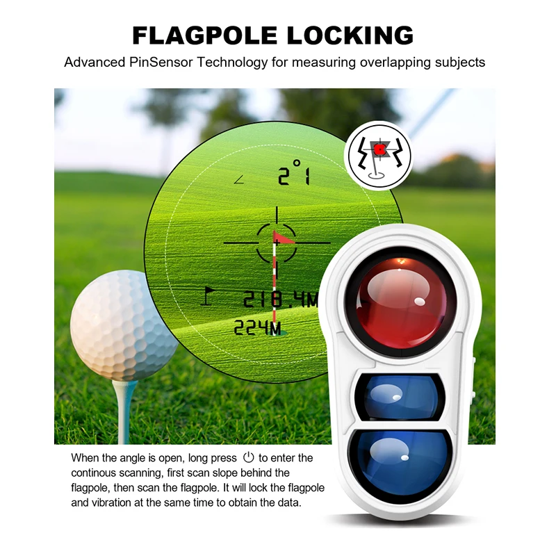 Telémetro de Golf recargable por USB, telémetro láser de 600m y 1000m, telescopio de caza con bloqueo de bandera de pendiente - imagen 5