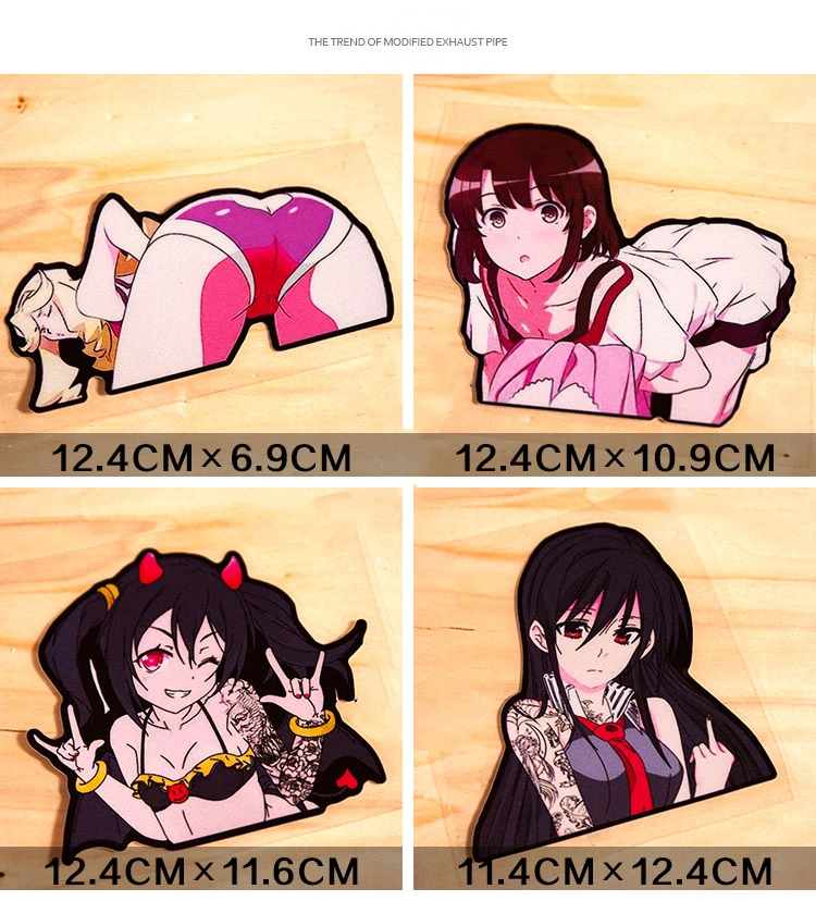 Anime Two Dimensional JDM Maid Car Sticker Sexy Royal Sister Pain Car Waterproof Scratch Fuel Tank Cover Box Reflective Sticker - imagen 3