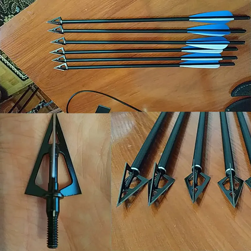 Pernos de flecha de caza, punta de flecha de grano 100, punto de telflón, tratamiento de superficie, punta ancha, arco de caza, bestia, cabeza de flecha 3 Blad - imagen 2