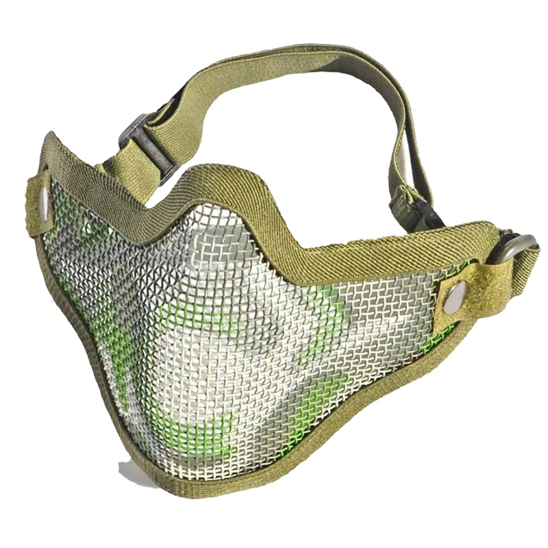 Máscara militar de media cara para caza, malla táctica de Metal y acero, para exteriores, CS Wargame, ciclismo, Airsoft - imagen 4