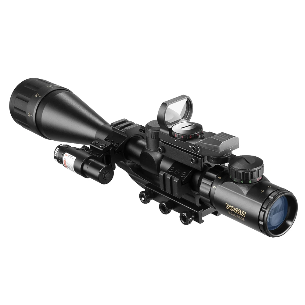 Caña HD 6-24x50 AOEG telémetro Rifle alcance con holográfica 4 retícula vista punto rojo verde láser Combo Riflescope Ar15 - imagen 2