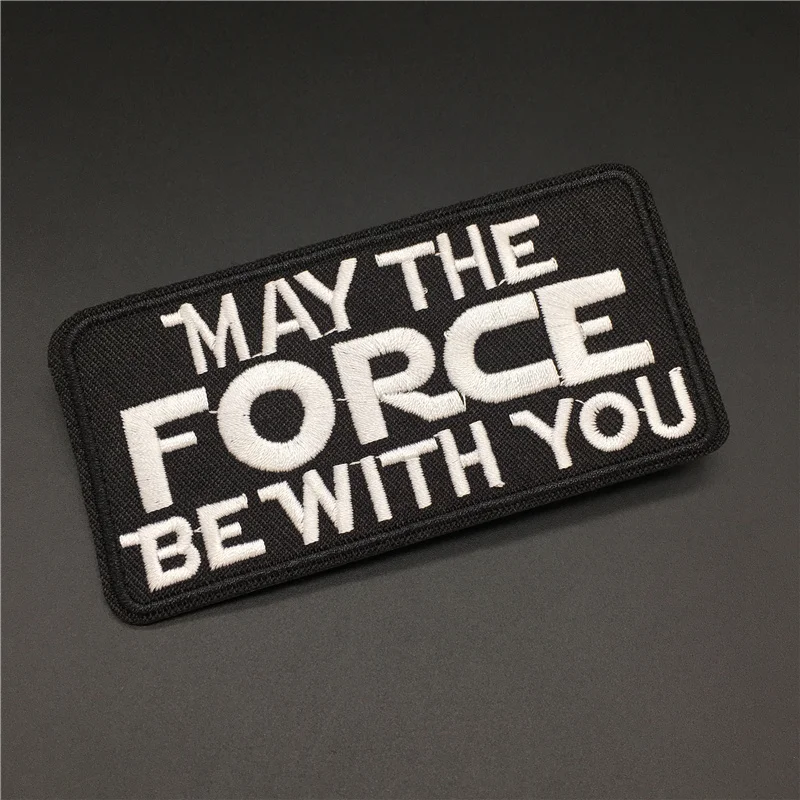 MAY...Size: 10x5cm DIY Text Patch bordado raya para ropa negro blanco planchar en La insignia coser ropa stickerapliques - imagen 5