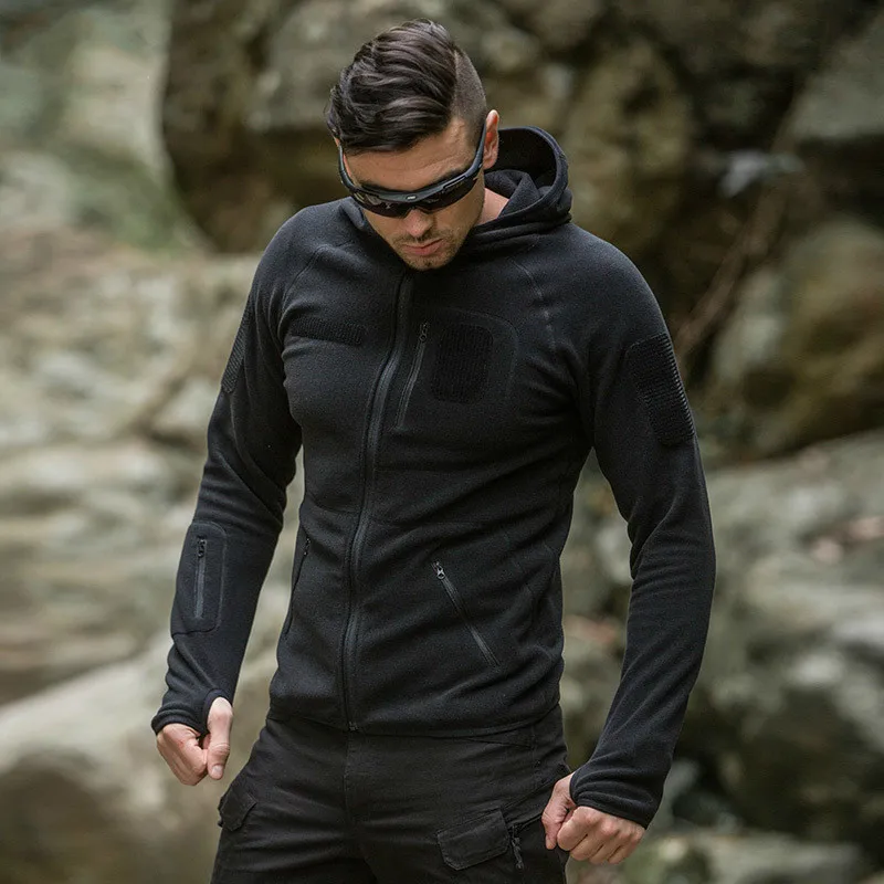 Chaqueta polar de entrenamiento táctico para hombre, cárdigan para exteriores, suéter con capucha, Camping, senderismo, pesca, caza, abrigo, ropa deportiva de primavera - imagen 5