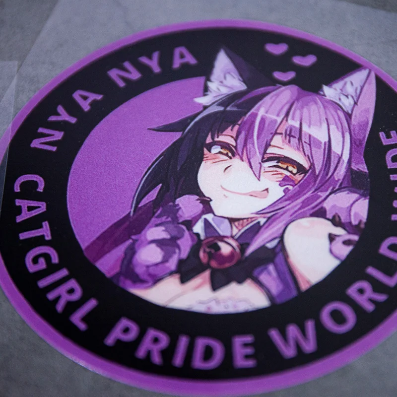 Pegatinas de Anime NYA Catgirl Pride, calcomanías reflectantes bidimensionales impermeables para ordenadores portátiles, maletas, coches, camiones y niñas - imagen 4