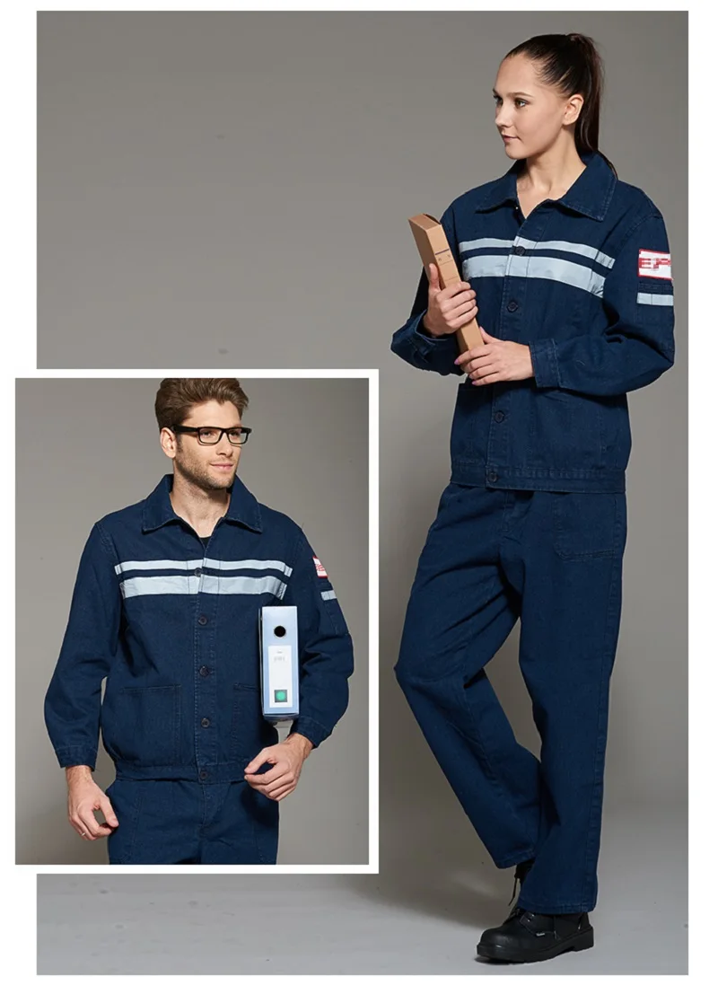 Conjunto de ropa de trabajo para minero, traje de soldadura vaquera con tira reflectante, mono, taller de fábrica, uniforme de trabajo mecánico de reparación de automóviles - imagen 5