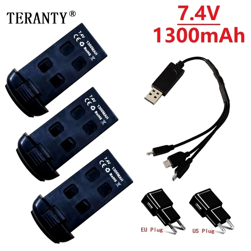 TERANTY 7,4 V 1300mAh batería Lipo y cargador 3 en 1 para S166 S167 recambios de drones RC para batería recargable de drones S167 RC