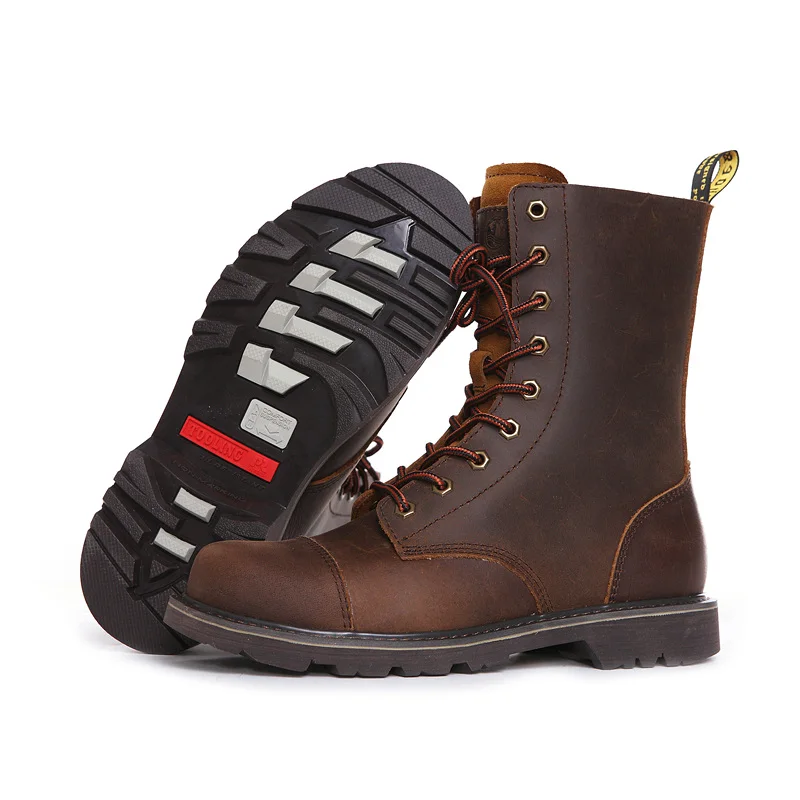 Zapatos de senderismo de piel de vaca para hombre, botas de caza para acampar, escalar, combate en el desierto, zapatillas tobilleras, botas tácticas para caminar en la nieve, botas altas - imagen 2