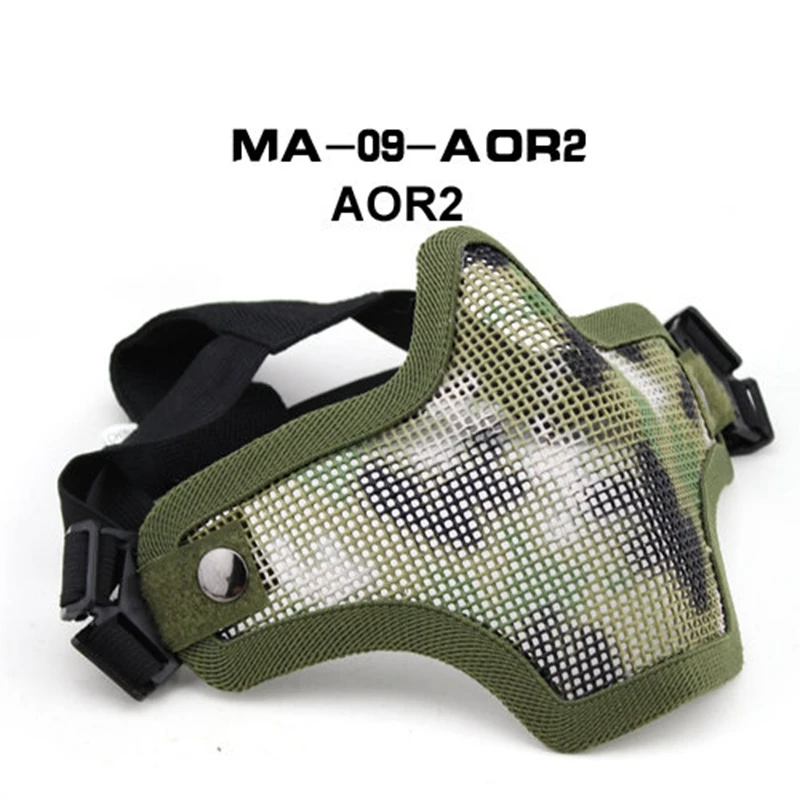 Máscara táctica de acero para Paintball Airsoft, malla de alambre de acero, esqueleto V1, Máscara protectora de media cara para ciclismo al aire libre, caza, juego de guerra - imagen 4