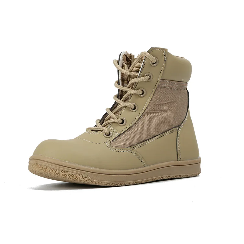 Botas tácticas de combate para niños, calzado de cuero antideslizante, transpirable, para deportes al aire libre, escalada, senderismo, Verano - imagen 5