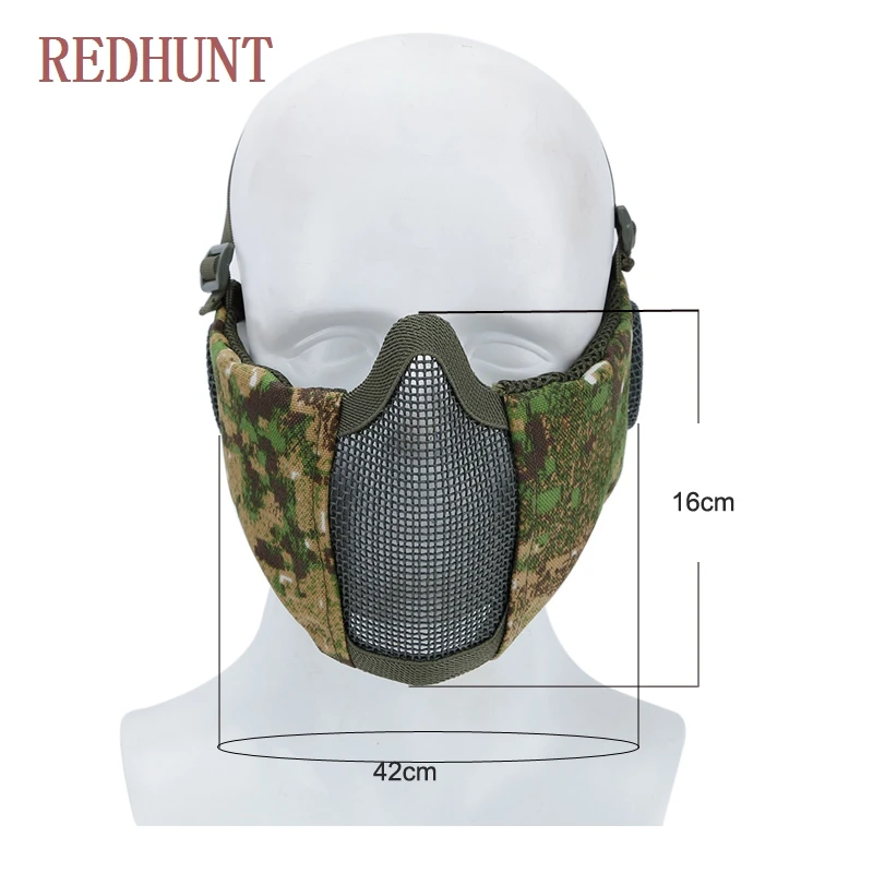 Mascarilla táctica de media cara para Airsoft, máscara protectora militar transpirable para Paintball, malla de alambre de acero para tiro y caza - imagen 3