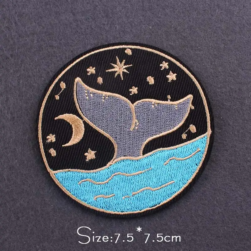 Parche de rayas onduladas para ropa, parches termoadhesivos de Van Gogh, parches para planchar en ropa, pegatinas de ballena, insignias de montaña Diy - imagen 5