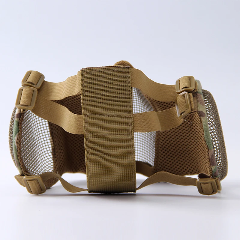 Máscaras tácticas Airsoft Paintball CS plegable media cara estilo de malla de acero de bajo carbono cómoda máscara protectora para las orejas - imagen 4