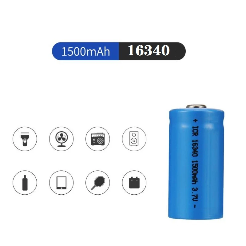 Baterías recargables de iones de litio de 3,7 V y 1500mAh, batería 16340 CR123A para linterna LED, cargador de pared de viaje para batería CR123A 16340 - imagen 2